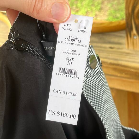 White House Black Market Vegan Leather Houndstooth Sheath Dress Size 10. NEW - Picture 10 of 13